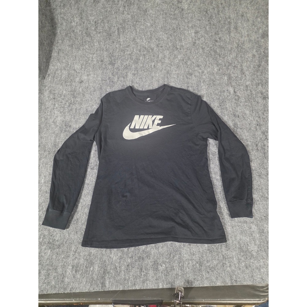 Nike The Nike Tee Mens Large Black Long Sleeve Futura Swoosh T-Shirt 943247-011